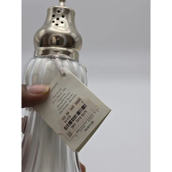 Vintage Lady Primrose Dusting Silk Powder Shaker glass and silver Muffineer